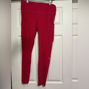 lululemon athletica Fast and Free Red leggings- raw hem